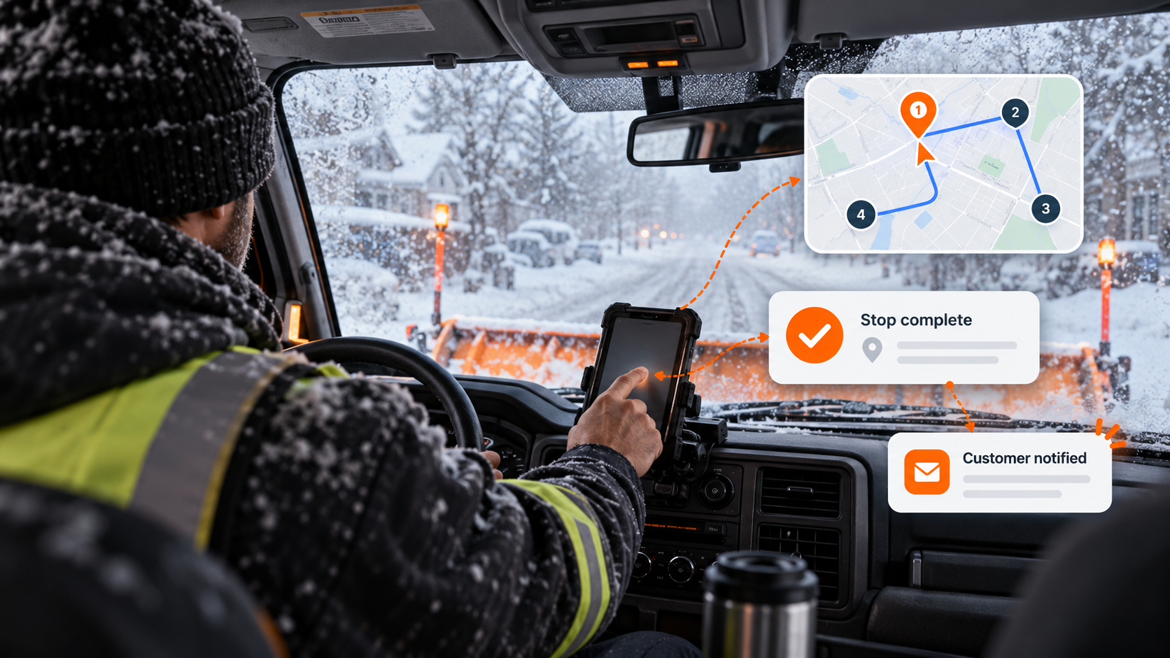Conducteur de chasse-neige en pleine tempête-1