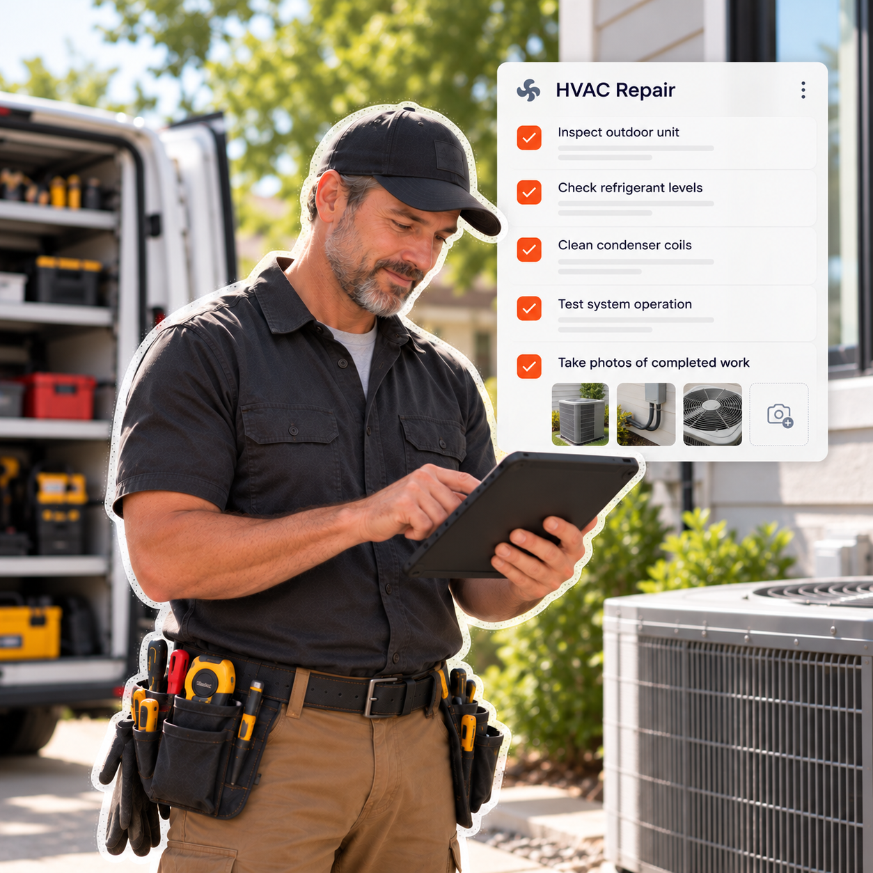Technicien HVAC avec checklist numérique (1)