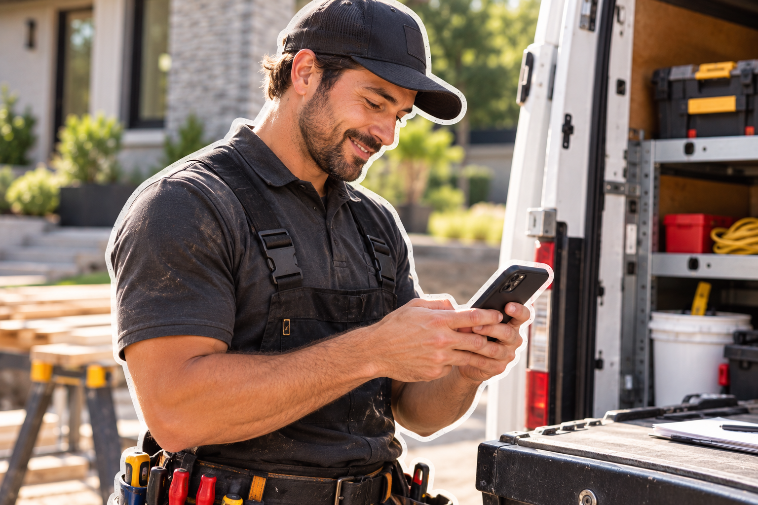 Technicien souriant près de son camion d’intervention-1